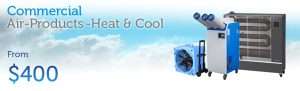 commercial Banner from our Damp solutions website displaying 3 various heat or cooling products